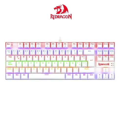 TECLADO GAMING REDRAGON KUMARA RAINBOW K552 WHITE- RGB - SWITCH RED -  MECANICO - ESPAÑOL 