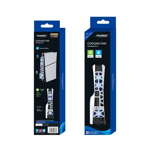 COOLER PARA PS5 SLIM LUZ AZUL COOLING FAN DOBE TP5-3538 BLANCO